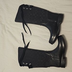 Black Coach Tristee tie up Rainboots